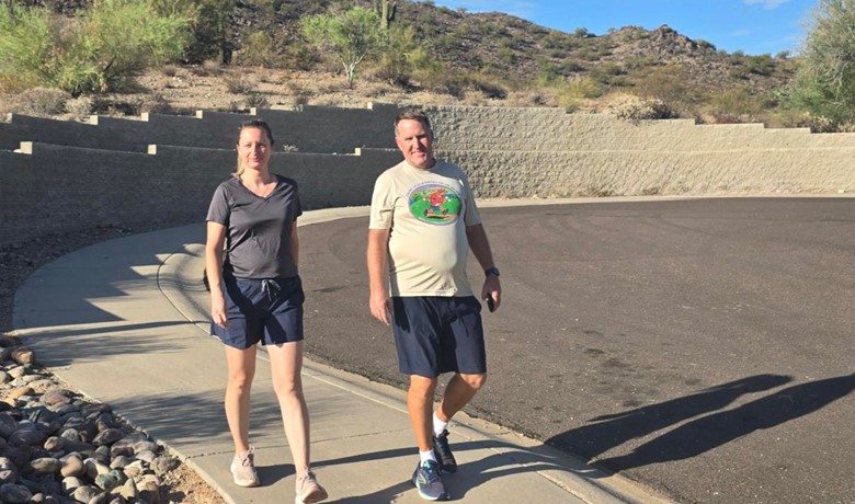 Elisha walks with James to brighten his day and reduce caregiver stress.