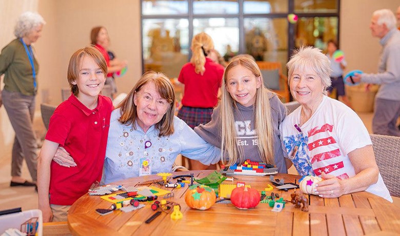 Fifth-graders from Christ Lutheran School visited HOV’S Adult Day Club members and spent the day painting, gardening and playing games